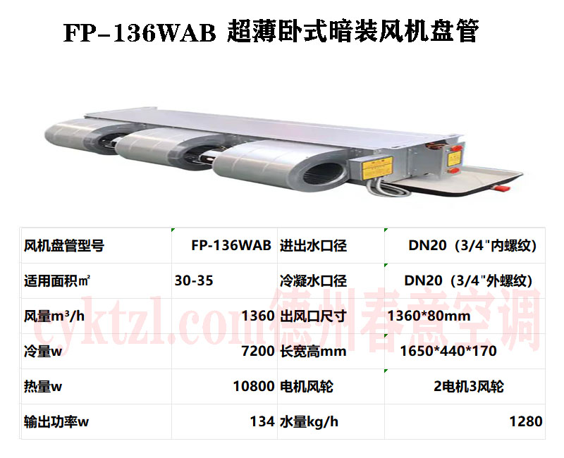 FP-136WAB超薄臥式暗裝風機盤管